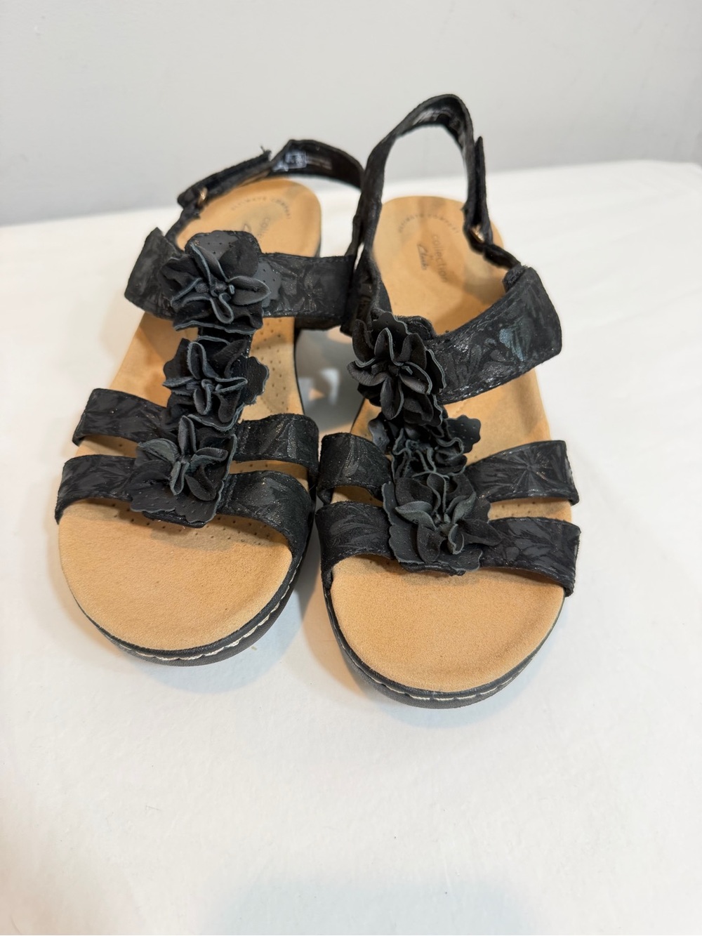 Clarks Merliah Sheryl black wedge sandals size 10